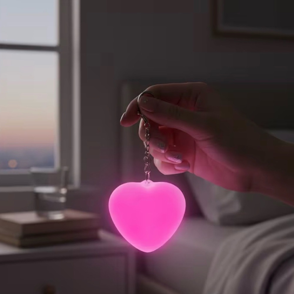 PINK LIGHT UP HEART BAG CHARM - Picture 5 of 5